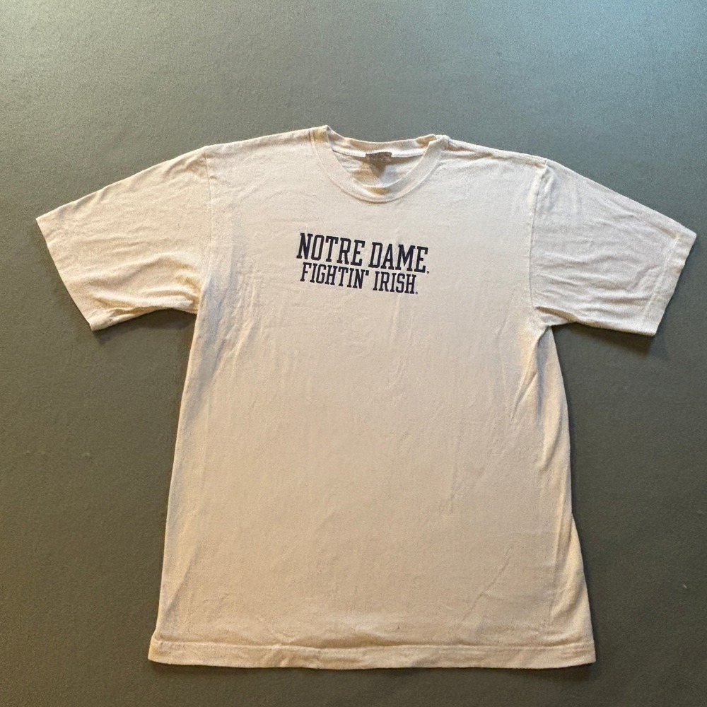 VTG Soffe Notre Dame Fightin Irish T Shirt Mens L White Short Sleeve NCAA Y2K